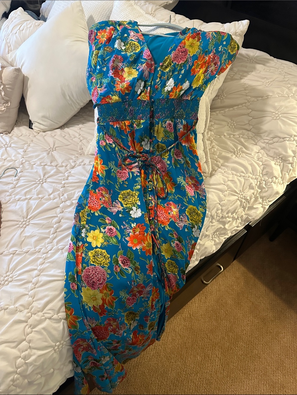 Alice + Olivia Teal Floral Maxi Dress blue
